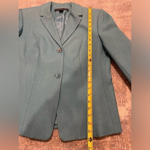 Josephine Chaus Silk Two Piece Suit Blazer Size 8. Skirt Size 10 Aqua Blue/Teal - Picture 8 of 14